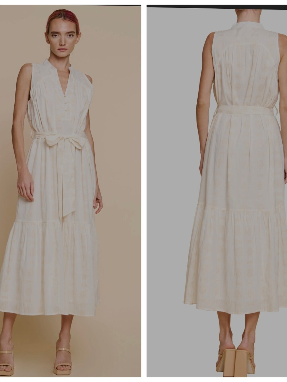 NEW CIEBON dot jqd midi dress in white